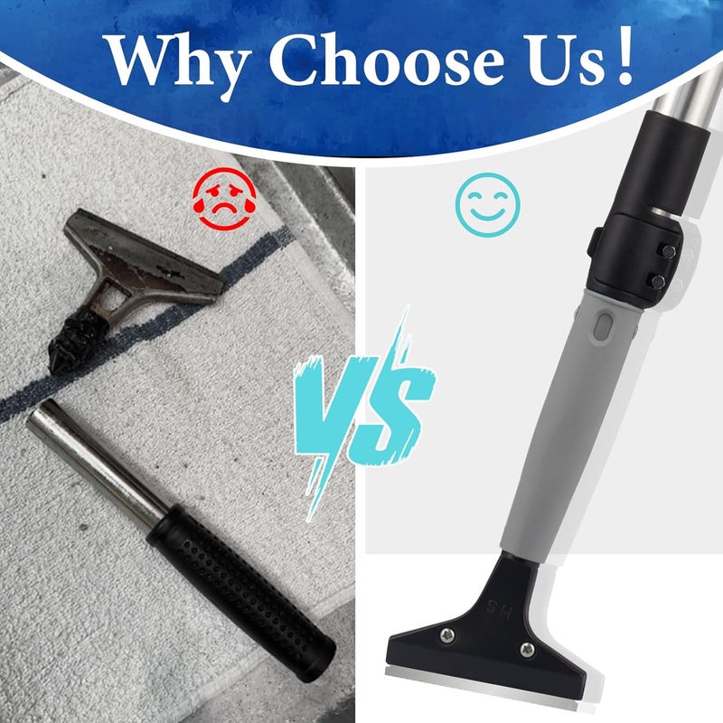 Frebuta 4"Razor Blade Floor Scraper with Long Handle,61in Adjustable Floor Scraper Heavy Duty with 10PCS Extra Metal Blades Paint Scraper for Cleaning Stickers Gum Glass Wall Tile (Retractable 52in) - Image 4